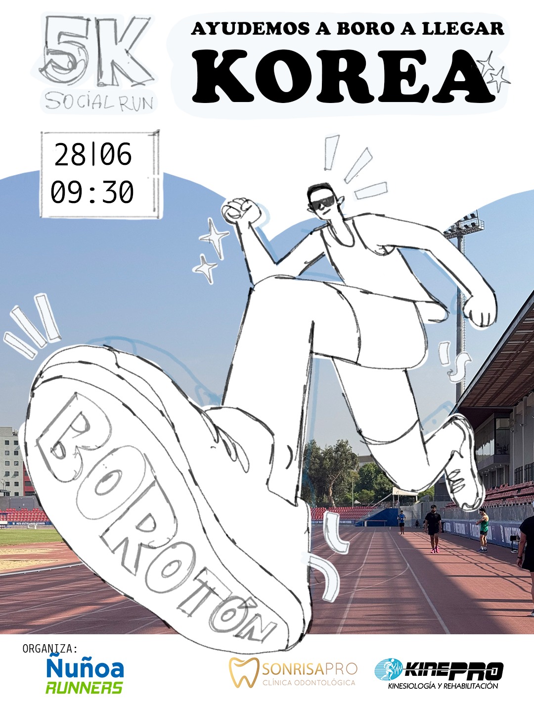 Afiche Social Run · Pro Fondos Mundial Corea